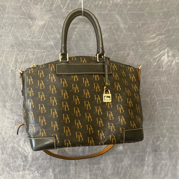 Dooney & Bourke Handbags - Dooney & Bourke 1975 Sig. Canvas Leather Satchel